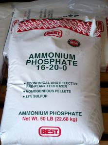Bags of Ammonium Phosphate and Ammonium Sulfate fertilizers
